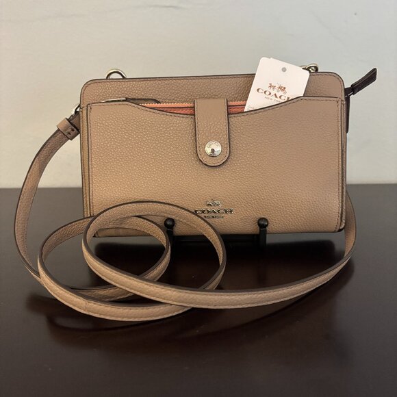 Coach Colorblock Taupe Grey (Stone) Melon Multi Pop Up Messenger Crossbody - Picture 1 of 16